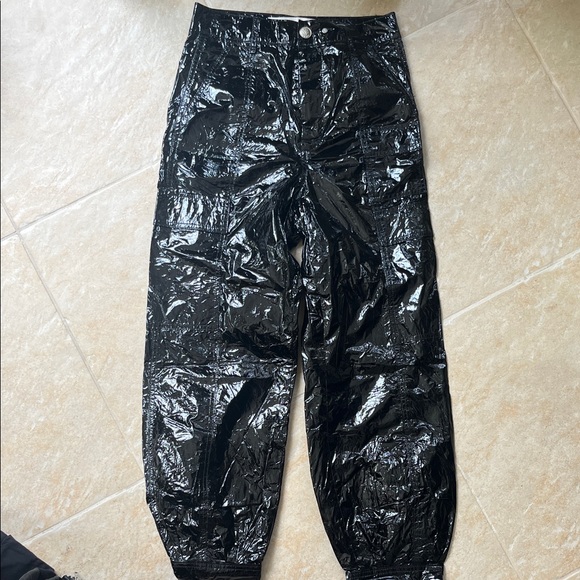 rag & bone Black Shiny Track Pants - Picture 1 of 3
